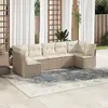 Image de Vidaxl Salon de Jardin avec Coussins 7 pcs - Beige / Résine Tressée