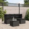 Image de vidaXL Ensemble salon de jardin 5 pcs avec coussins - Résine tressée noire