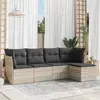 Image de vidaXL Salon de jardin 5 pcs coussins résine tressée gris clair