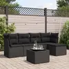 Image de vidaXL Salon de jardin 6 pcs avec coussins résine tressée - Noir