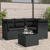 Image de vidaXL Salon de jardin 5 pcs avec coussins noir résine tressée
