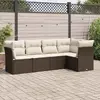 Image de vidaXL Salon de jardin avec coussins 5 pcs résine tressée - Marron
