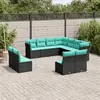 Image de vidaXL Salon de jardin 11 pcs avec coussins noir résine tressée