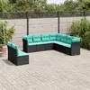 Image de vidaXL Salon de jardin 9 pcs avec coussins noir résine tressée