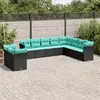 Image de vidaXL Salon de jardin 10 pcs avec coussins noir résine tressée