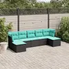 Image de vidaXL Salon de jardin 7 pcs avec coussins noir résine tressée