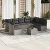 Image de vidaXL Salon de jardin 10 pcs résine tressée - Coussins gris