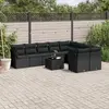 Image de vidaXL Salon de jardin 10 pcs Noir Résine Tressée