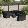 Image de vidaXL Salon de jardin 12 pcs coussins noir