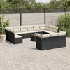Image de vidaXL Ensemble de jardin 14 pcs avec coussins - Noir Résine Tressée