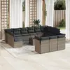 Image de vidaXL Salon de jardin 14 pcs Gris - Résine tressée
