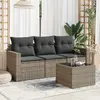 Image de Salon de jardin vidaXL 4 pièces - Résine tressée - Coussins gris