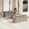 Image de vidaXL Salon de jardin 7 pcs - Beige résine tressée