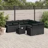 Image de vidaXL Salon de Jardin 9 pcs Noir Résine Tressée