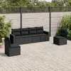Image de VidaXL Salon de jardin 6 pcs avec coussins - Noir résine tressée