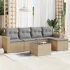 Image de vidaXL Ensemble de jardin 6 pcs avec coussins - Beige Résine Tressée