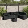 Image de VidaXL Salon de jardin 8 pcs avec coussins - Noir résine tressée