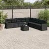 Image de vidaXL Salon de jardin 10 pcs - Résine tressée noire