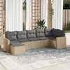 Image de Salon de jardin vidaXL 7 pièces - Résine tressée - Coussins beiges