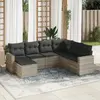 Image de vidaXL Salon de jardin 7pcs gris clair résine tressée