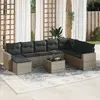 Image de vidaXL Salon de jardin 9 pièces - Gris - Résine tressée