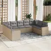 Image de VidaXL Salon de jardin 9 pcs - Beige Résine Tressée