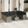 Image de vidaXL Salon de jardin avec coussins 10 pcs gris