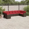 Image de vidaXL Salon de jardin 10 pcs avec coussins marron résine tressée
