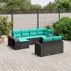 Image de vidaXL Salon de jardin 10 pcs avec coussins noir résine tressée