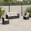 Image de vidaXL Salon de jardin 5 pcs - Coussins noir résine tressée