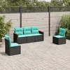 Image de vidaXL Salon de jardin 5 pcs avec coussins noir résine tressée
