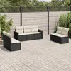 Image de vidaXL Salon de jardin 7 pcs avec coussins - Noir Résine Tressée
