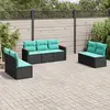 Image de vidaXL Salon de jardin 7 pcs avec coussins noir résine tressée
