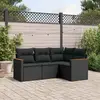Image de vidaXL Salon de jardin 4 pièces - Résine tressée noir