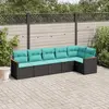 Image de vidaXL Salon de jardin 6 pcs avec coussins noir résine tressée