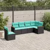 Image de vidaXL Salon de jardin 6 pcs avec coussins noir résine tressée