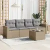 Image de vidaXL Salon de jardin avec coussins 5 pcs beige résine tressée