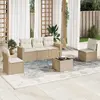 Image de vidaXL Salon de jardin 6 pcs beige - Résine tressée