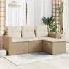 Image de vidaXL Salon de jardin 4 pcs - Beige résine tressée