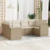 Image de vidaXL Salon de jardin 6 pcs - Coussins résine tressée beige