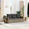 Image de VIDAXL Salon de jardin 3 pcs avec coussins - Gris résine tressée