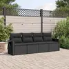 Image de vidaXL Salon de jardin 4 pcs résine tressée - Coussins noir