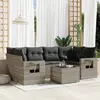 Image de vidaXL Salon de jardin - 7 pcs - Gris clair Résine tressée