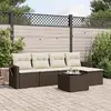 Image de vidaXL Salon de jardin 6 pcs - Coussins marron résine tressée