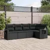 Image de VidaXL Salon de jardin 5 pcs - Coussins noir - Résine tressée
