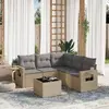 Image de VidaXL Salon de Jardin 6 Pcs avec Coussins - Beige - Résine Tressée