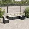 Image de Salon de Jardin VIDAXL Salon 6 pcs avec Coussins - Noir Résine Tressée