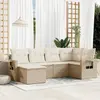 Image de vidaXL Salon de jardin 6 pcs - Beige - Résine tressée