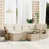 Image de vidaXL Salon de jardin 7 pcs beige résine tressée