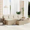 Image de vidaXL Salon de jardin 7 pcs - Beige